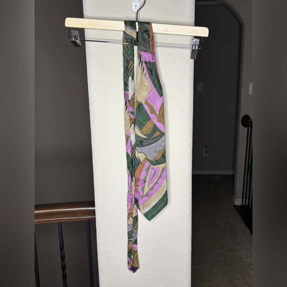 Bugatti 100% Italian Silk Tie Multicolor Abstract Print Luxury Designer Formal